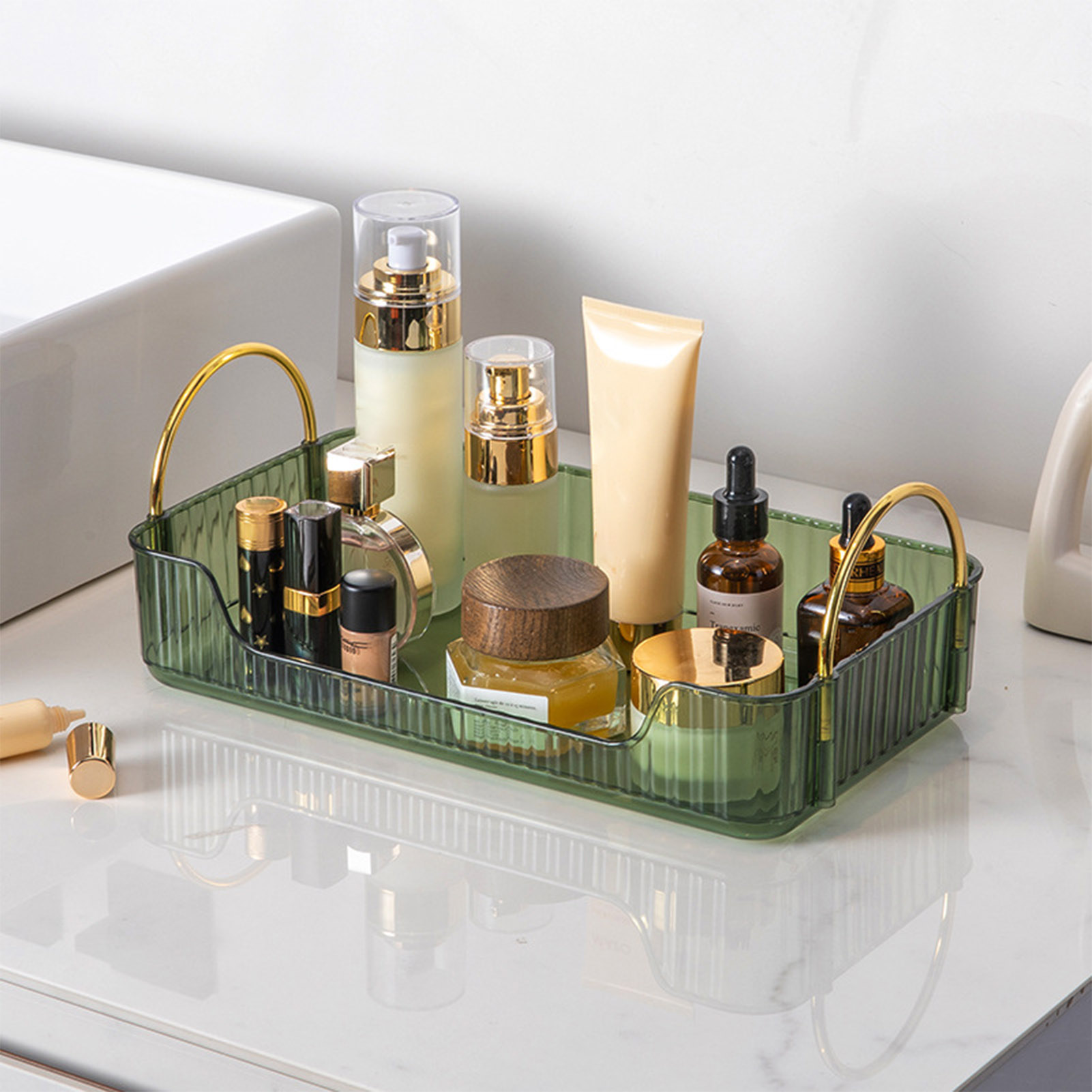 Home Bathroom Organizer - Badezimmer-Organizer, luxuriöser Acryl-Aufbewahrungsständer für Schmuck, Kosmetik,