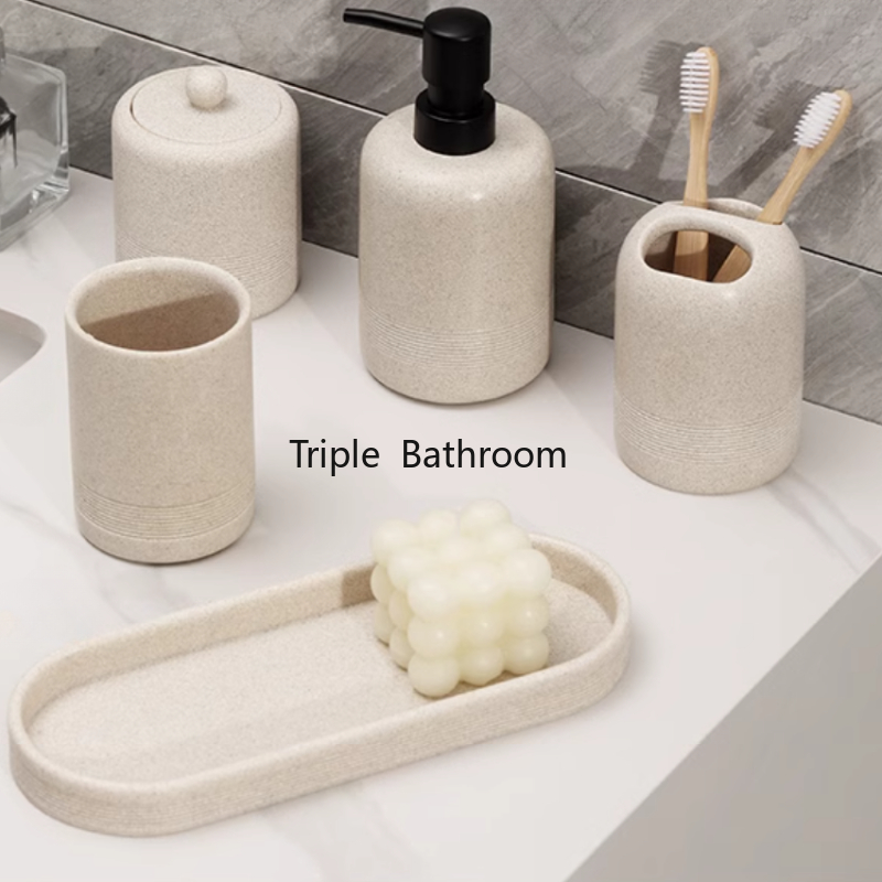 Zara Home Bathroom Set - 1pc Sandstein Badezimmer Toilettenartikel Baumwolle Tupfer