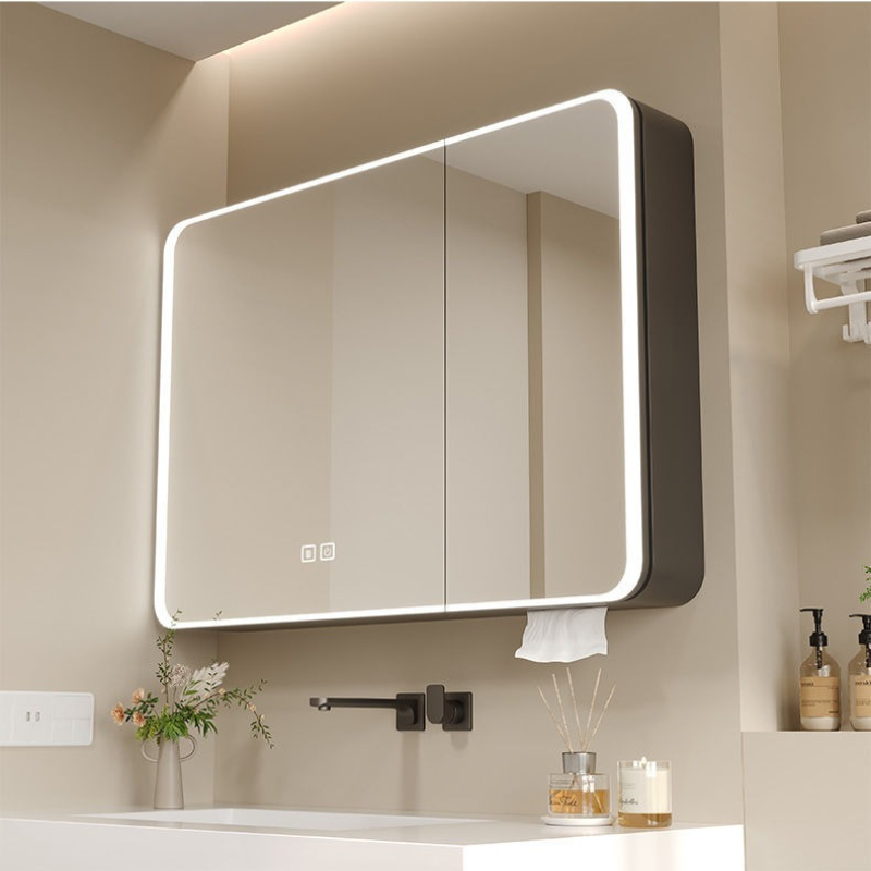 Bathroom Mirror Led - LED-Badezimmerspiegelschrank aus Aluminium mit Abgerundeten Ecken,