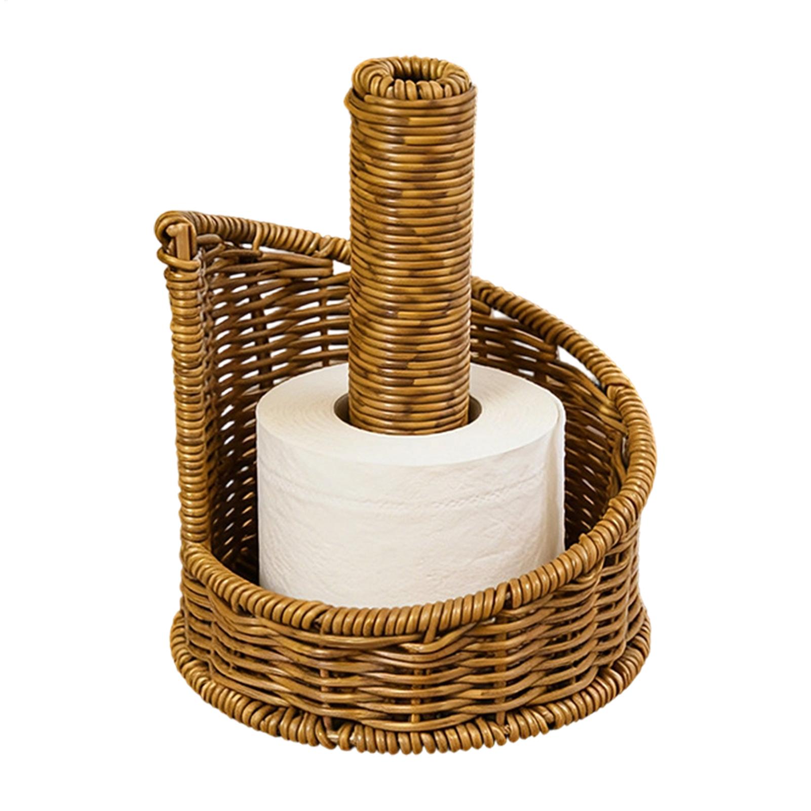 Home Bathroom Paper Towel Dispenser - Farmhaus Toilettenpapierhalter aus Kunst-Rattan, Organizer-Ständer, Farmhaus