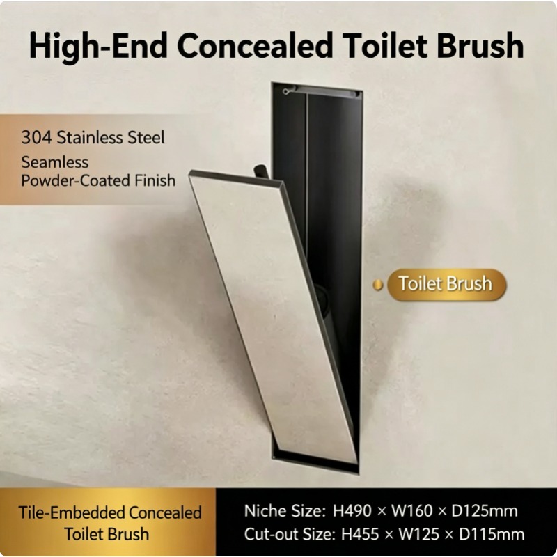 Toilet Brush Holder - Versteckter Toilettenbürstenhalter + Toilettenbürsten-Aufbewahrungsregal aus Edelstahl