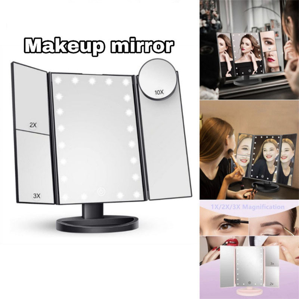 Bathroom Mirror Led - Klappbarer Badezimmer-Schminkspiegel, 2-fach 3-fach Vergrößerungsglas mit