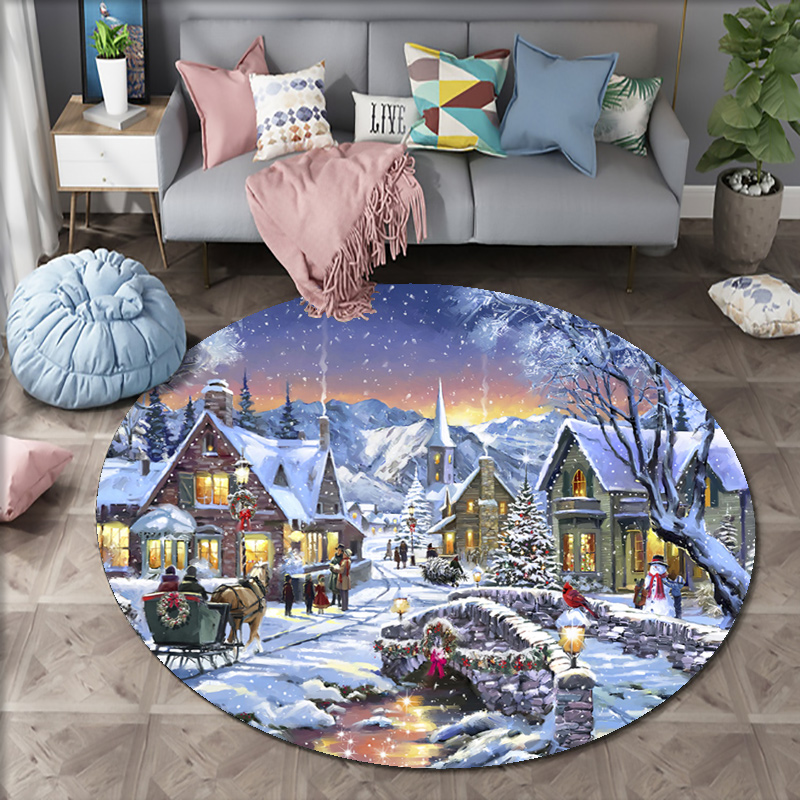 Home Bathroom Scene - Weihnachten Woods Schnee Szene Teppich Weihnachten