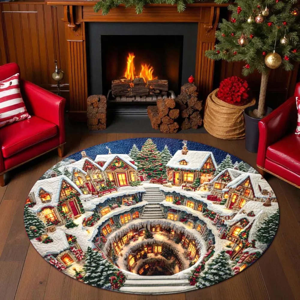 Home Bathroom Scene - Weihnachten 3D Illusion Runde Teppich Matte