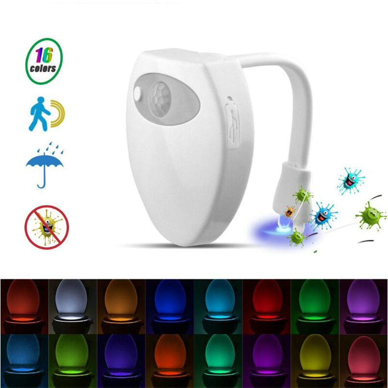 Home Bathroom Colors - USB wiederaufladbare Toiletten-Bewegungsmelder-Licht, 16 Farben wechselnder