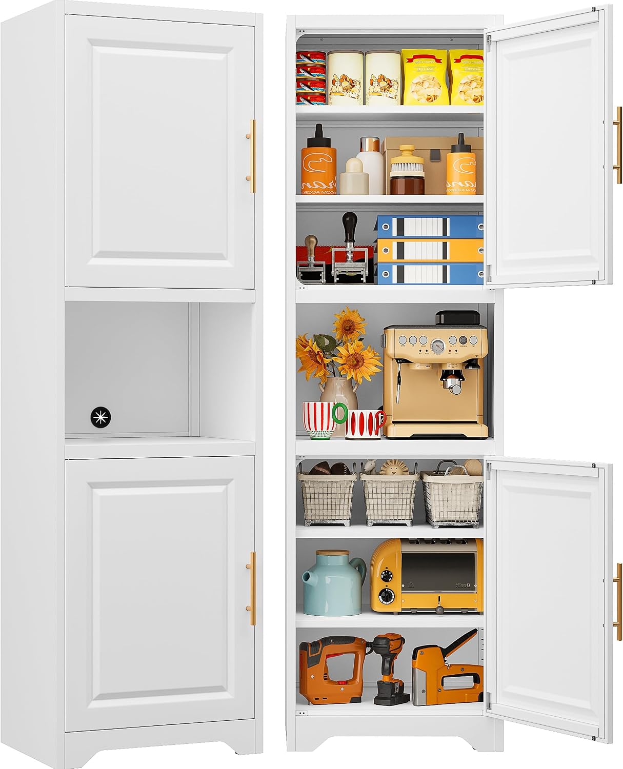 Home Bathroom Cabinets - 67 Zoll hoher, schmaler Aufbewahrungsschrank mit