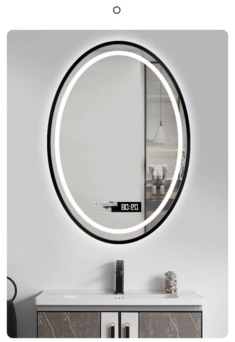 Bathroom Mirror Led - 16x24 Zoll Ovaler LED-Badezimmerspiegel mit Goldrahmen,