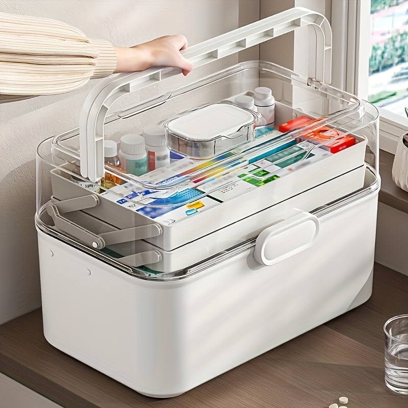 Home Bathroom Organizer - Große Medikamentenaufbewahrungsbox/Verteilbox mit transparentem Deckel –