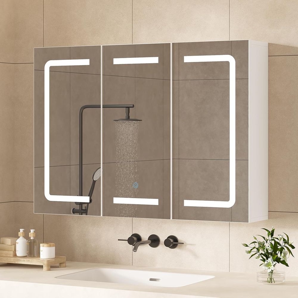Home Bathroom Cabinets - Medizinschrank-Organizer mit Spiegel, Beleuchteter Badezimmer-Medizinschrank mit