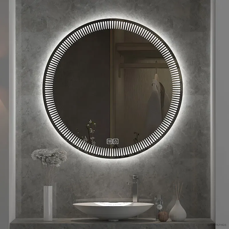 Bathroom Mirror Led - 24 Zoll Runder LED-Badezimmerspiegel mit Antibeschlag-Funktion,