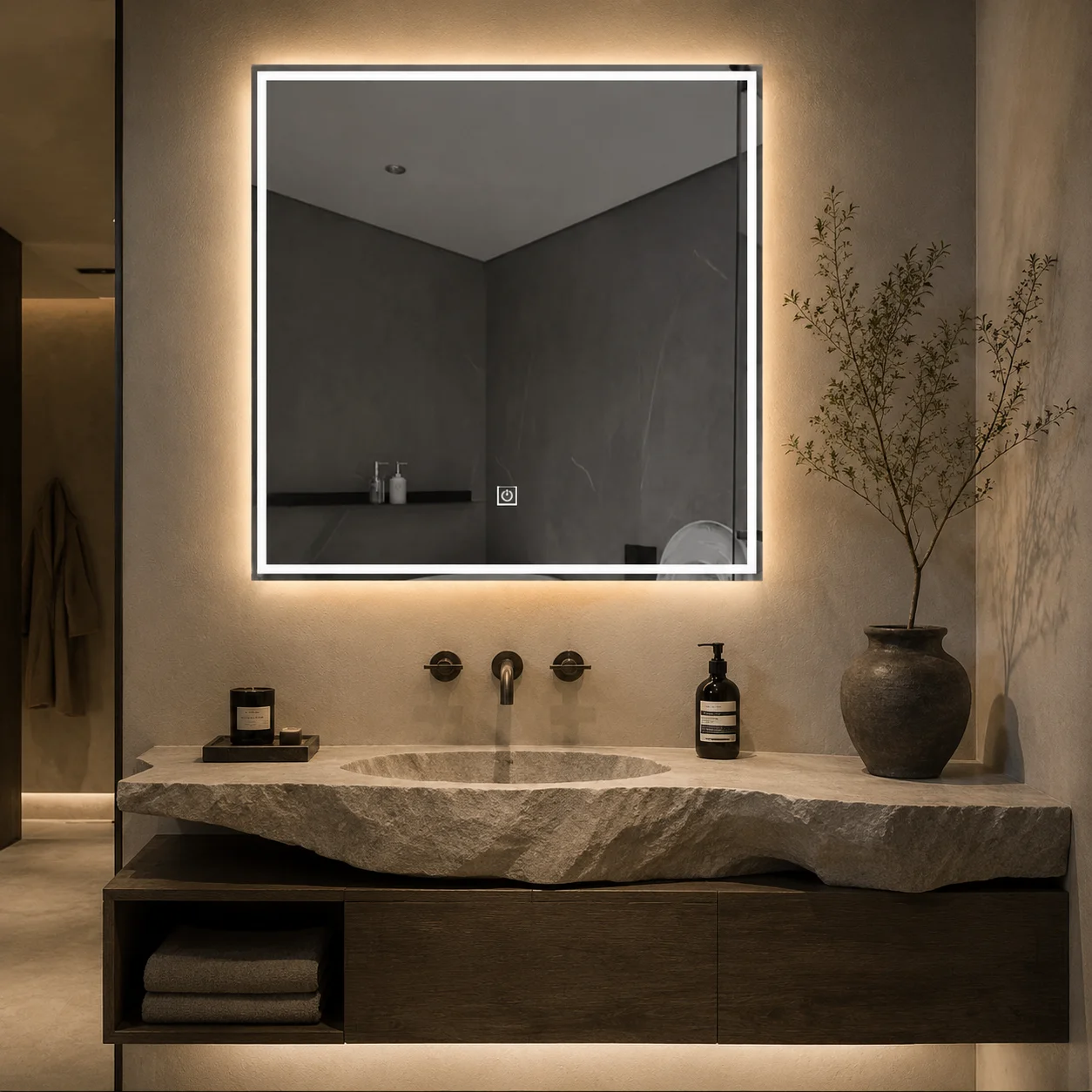 Bathroom Mirror Led - 60 cm Badezimmerspiegel mit LED-Beleuchtung 60cm
