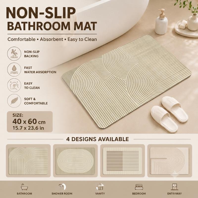 Home Bathroom Mats - Diatomit-Badematte Schnell Trocknend Saugfähig Beige Gestreift