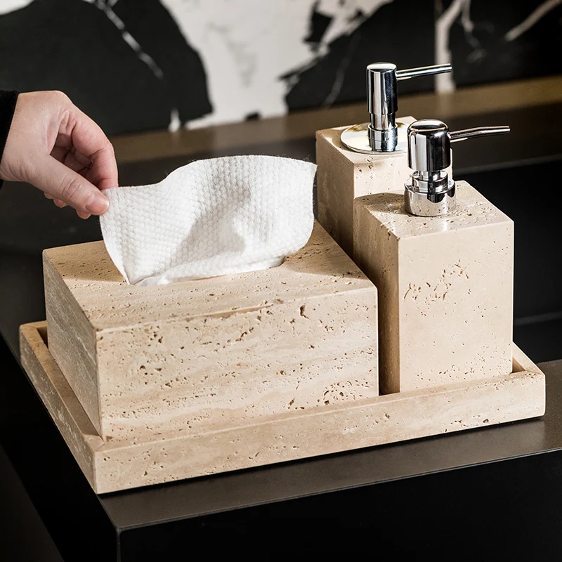 Badezimmer-Set aus beigem Trav – Zara Home Bathroom Set Bewertung und Preis