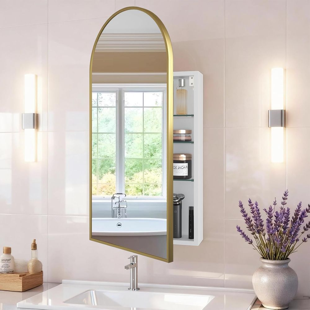Luxuriöser gewölbter goldener  – Home Bathroom Cabinets Bewertung und Preis