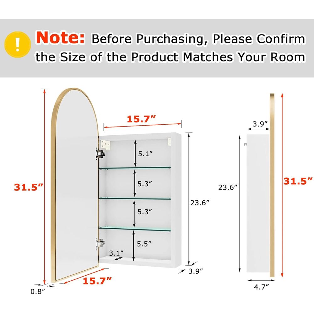 Luxuriöser gewölbter goldener  – Home Bathroom Cabinets Bewertung und Preis