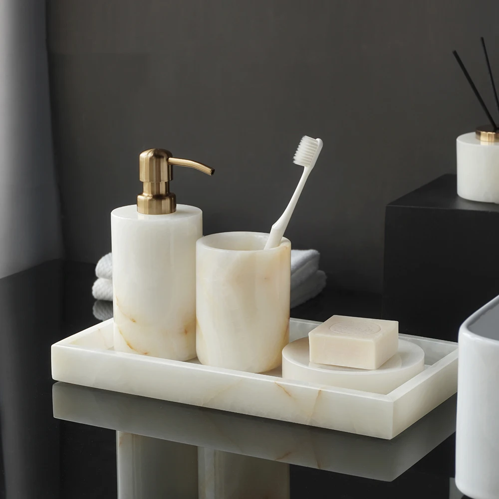 Weißer Onyx Naturmarmor Badezi – Zara Home Bathroom Set Bewertung und Preis