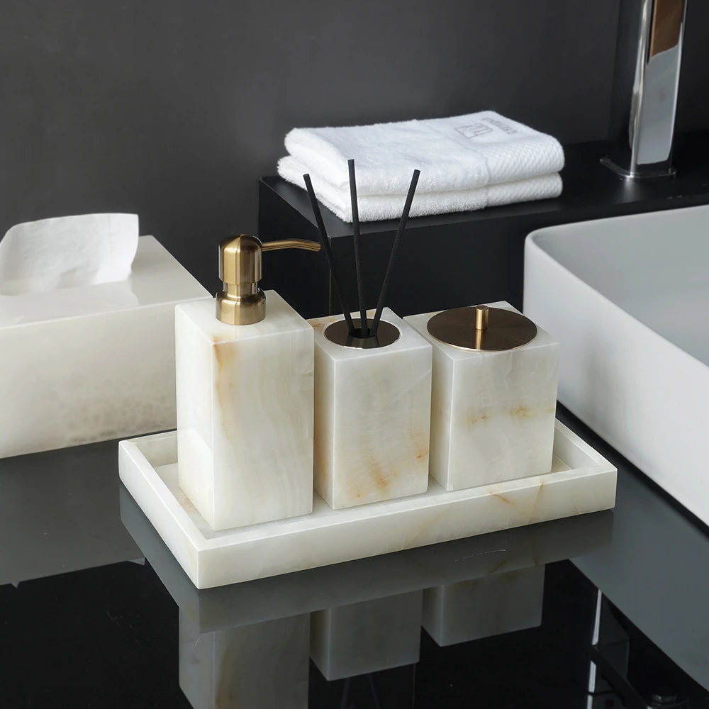 Weißer Onyx Naturmarmor Badezi – Zara Home Bathroom Set Bewertung und Preis