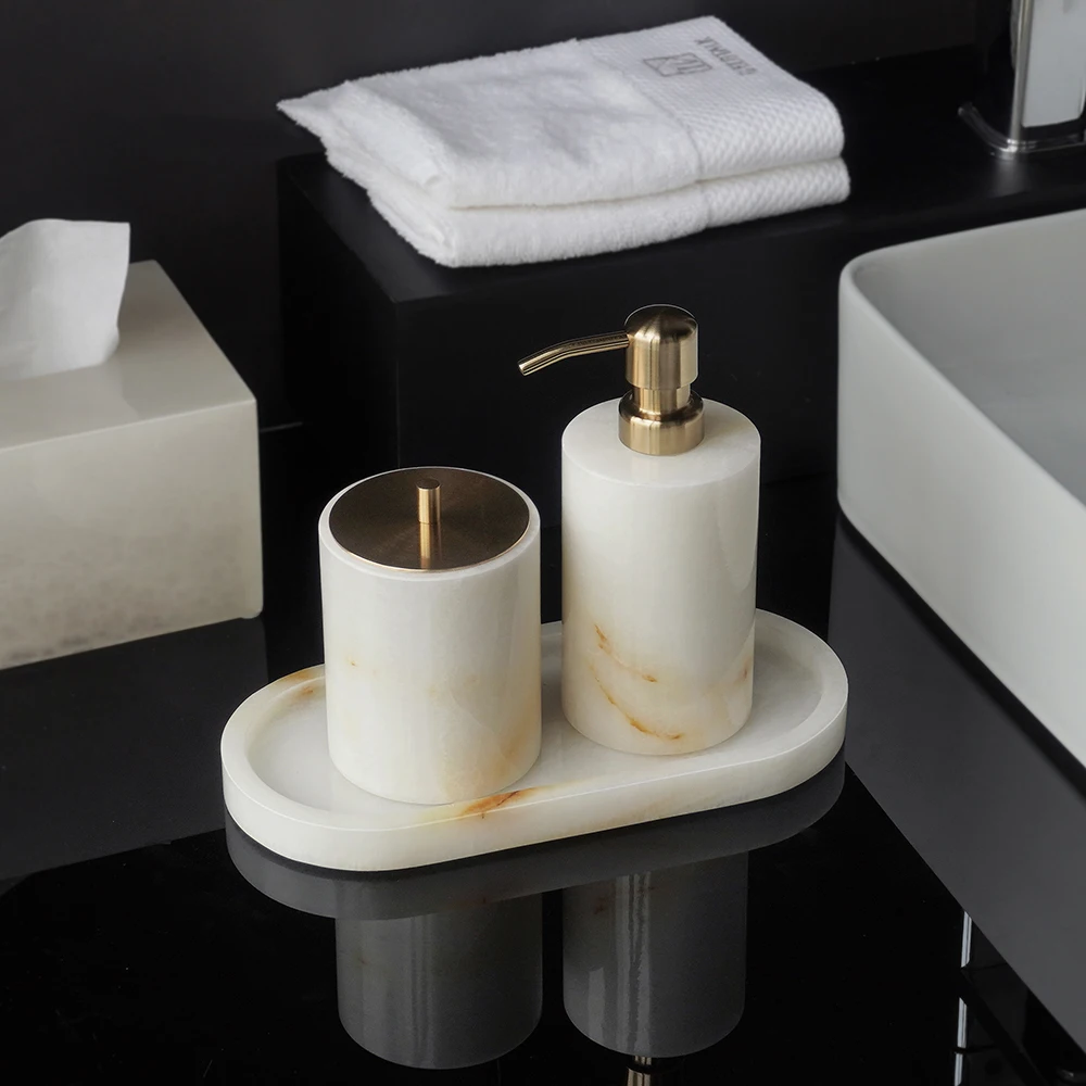 Weißer Onyx Naturmarmor Badezi – Zara Home Bathroom Set Bewertung und Preis